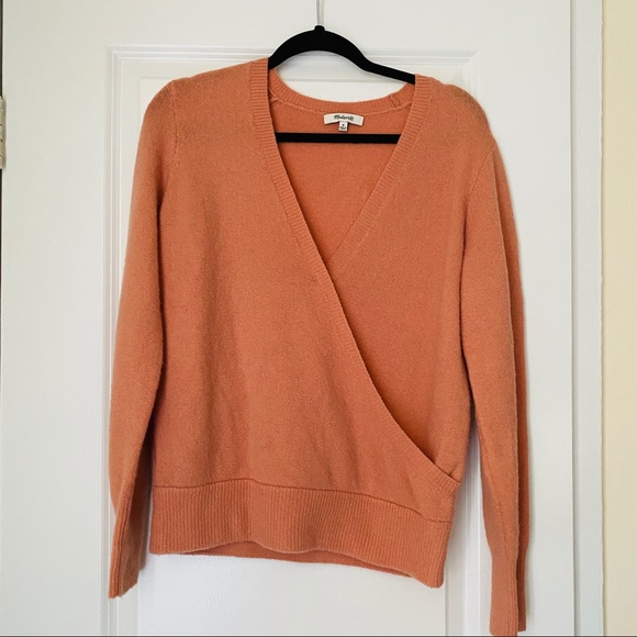Madewell Faux Front Wrap Pullover Pink Sweater - Picture 4 of 7